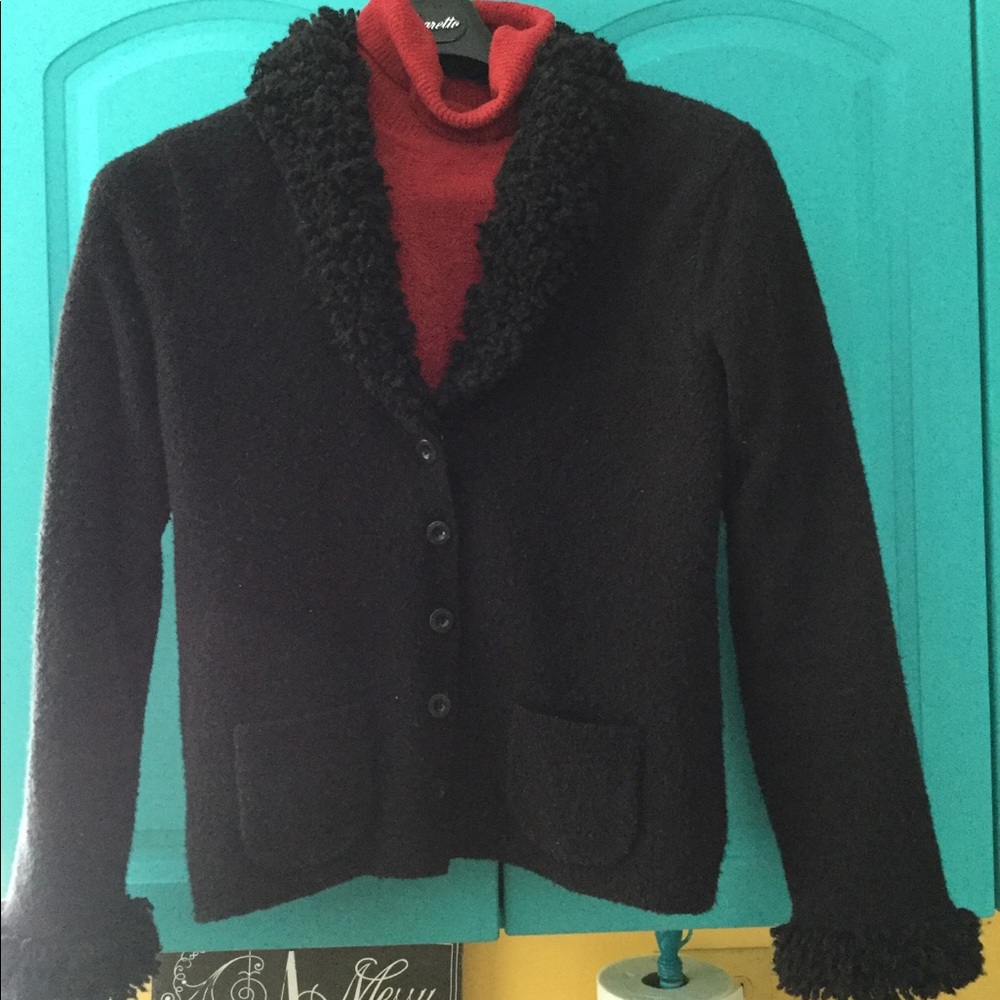 ⚜️ Black Crimped SWEATER SIGRID OLSEN Cardigan VNUC S